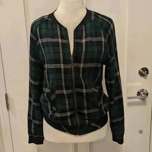 Peyton Jensen Green/Navy/White Plaid Jacket, Zip up, Size XS, Vintage